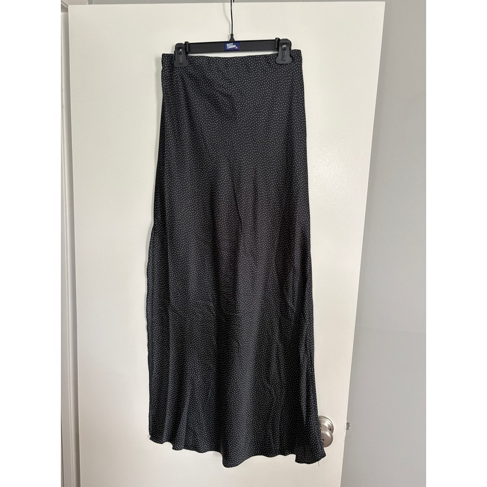 NEW Urban Social Midi Skirt Medium Black Polka Dot High Waisted Satin Silk - Picture 5 of 5